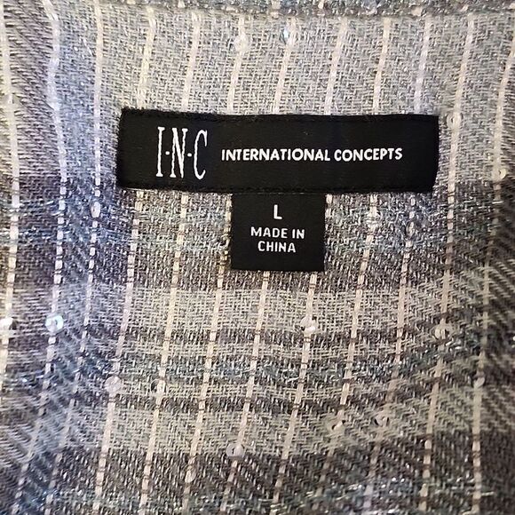 BRAND NEW I-N-C WOMEN'S PLAID SEQUIN BUTTON UP SHIRT - Picture 12 of 16